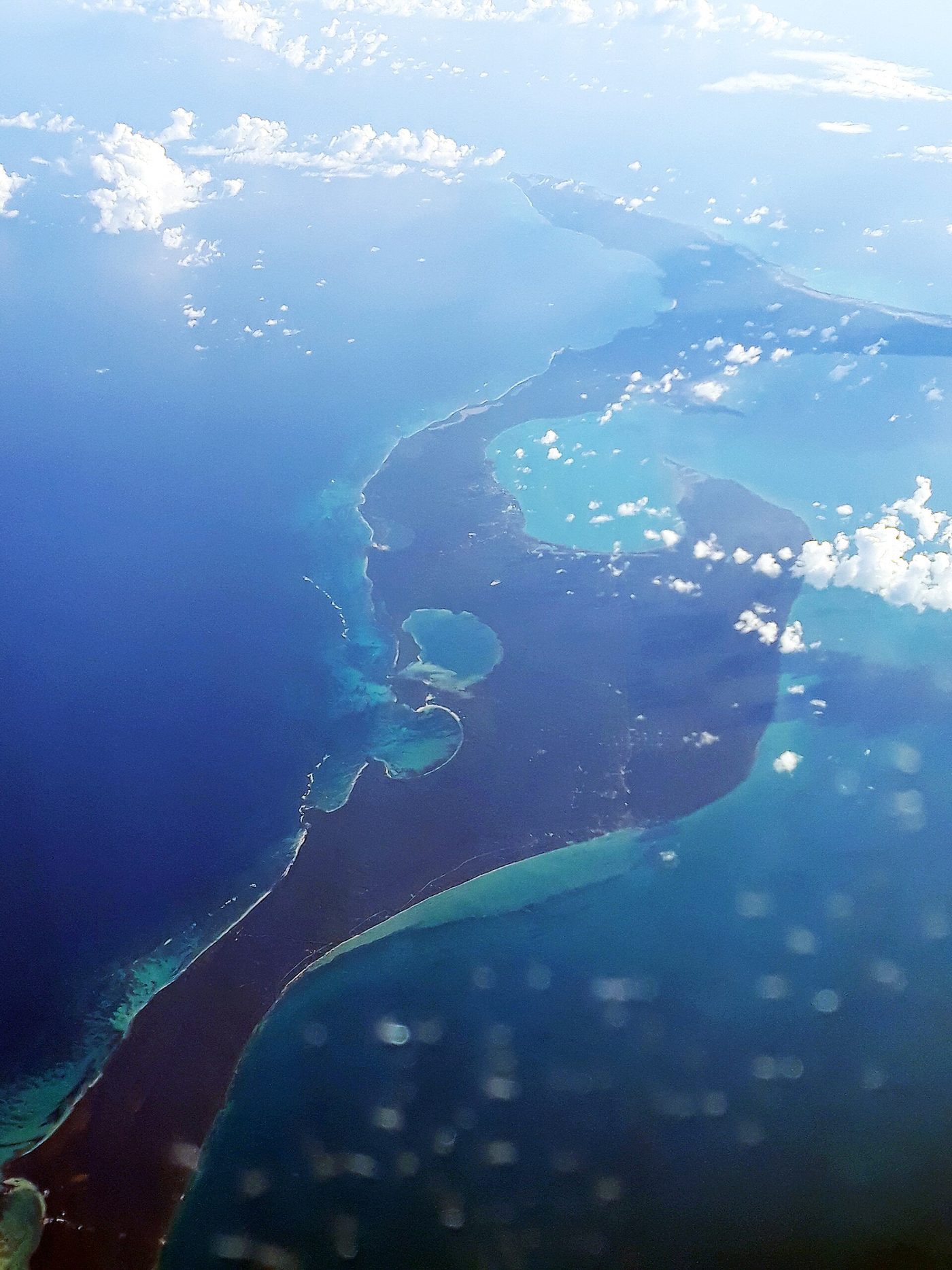 Aerial photograph of Eleuthera showing the reef line and shallow water