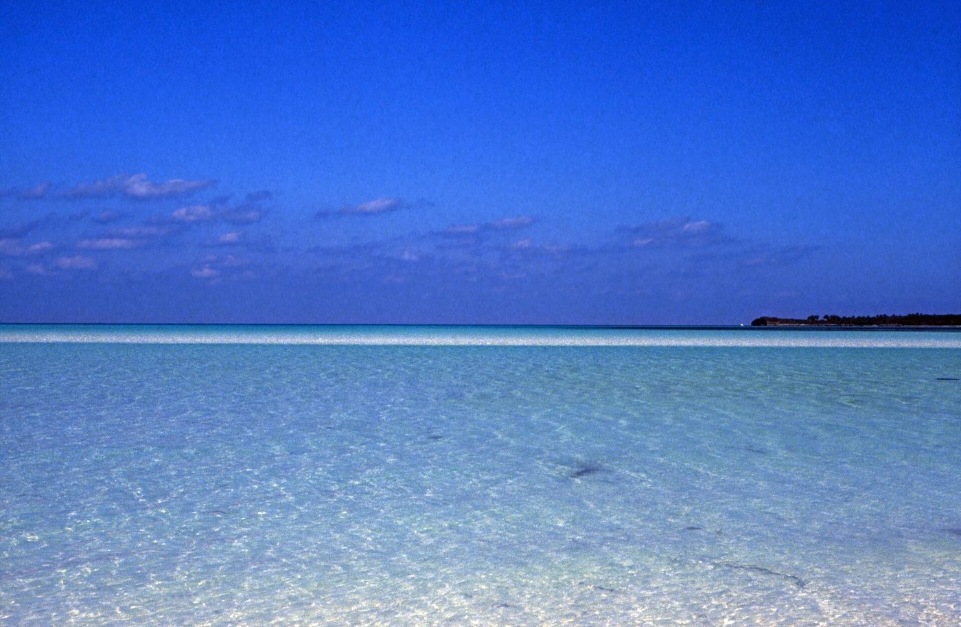 Empty turquoise flats off Spanish Wells with a distant cay