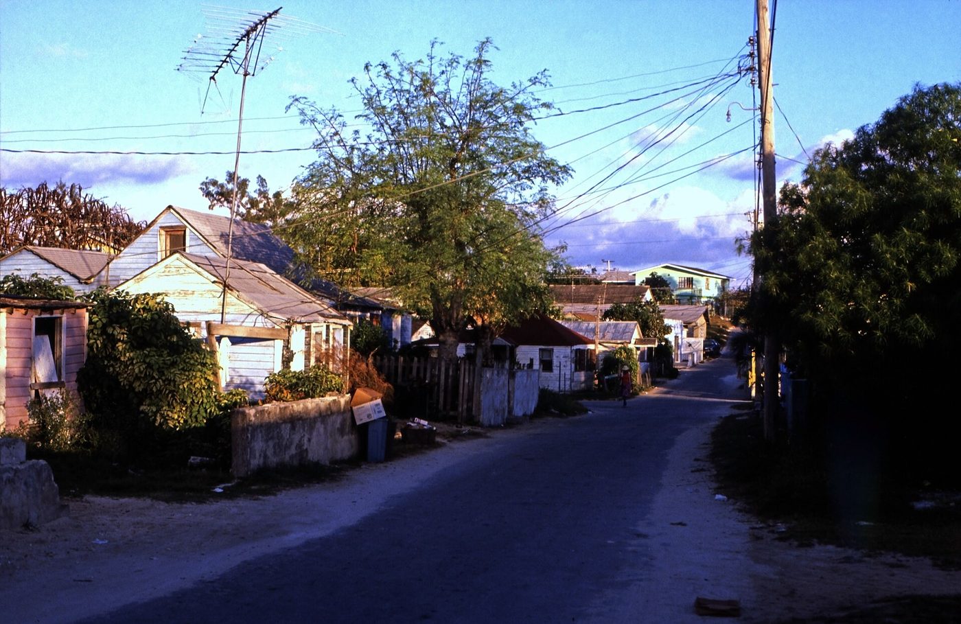 Barrack Street in Dunmore Town, Harbour Island, painted houses either side